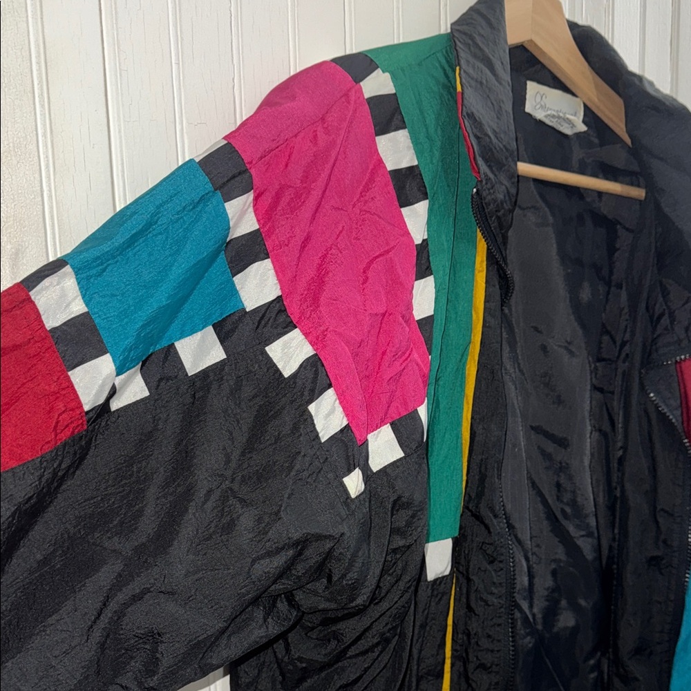 Vintage 80's/90's QS international color block windbreaker Size -Medium - Picture 6 of 8
